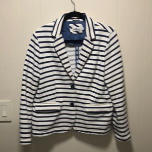 Cozy Vineyard and Vines Nautical Royal Blue and Cream Striped Blazer